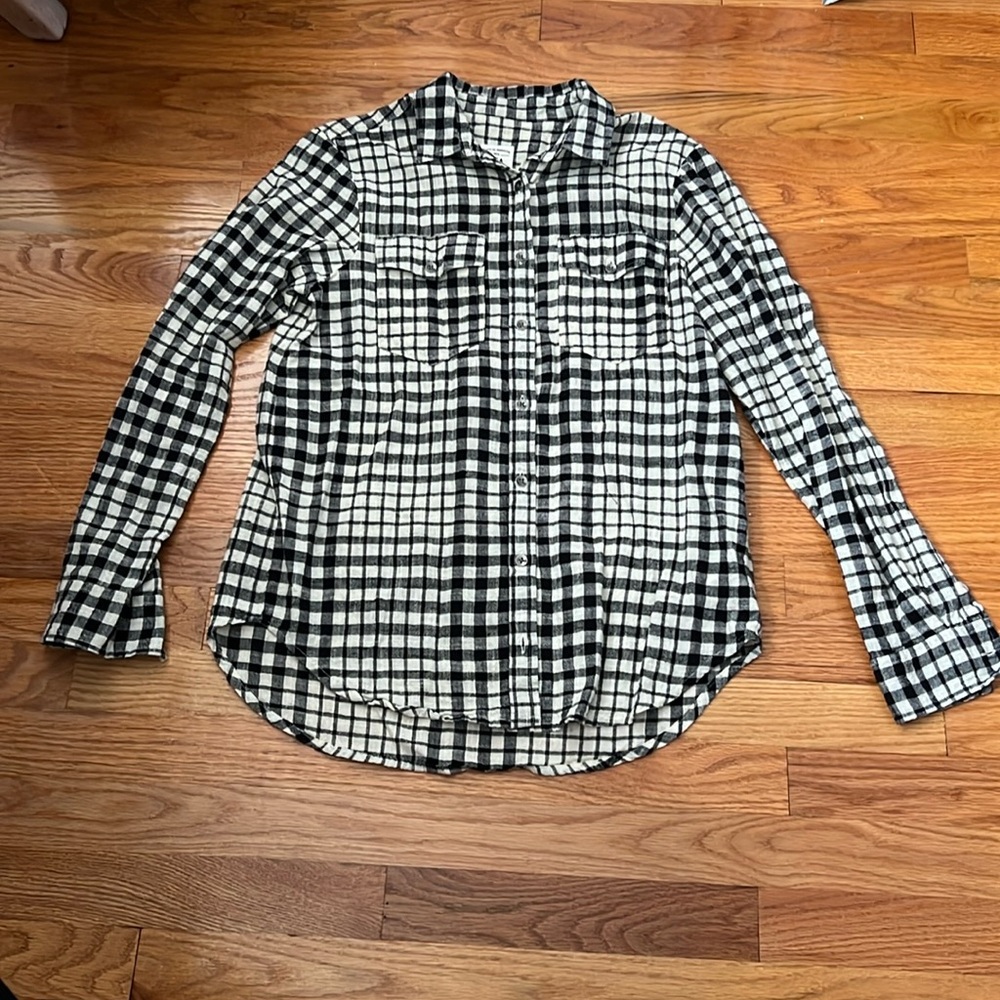 BILLABONG Venture Out Black & White Plaid Button Up Shirt (M) 100% cotton